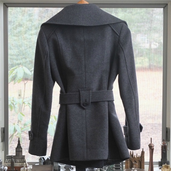 Cole Haan Oversized Collar Wool Flannel Pea Coat - Picture 4 of 4